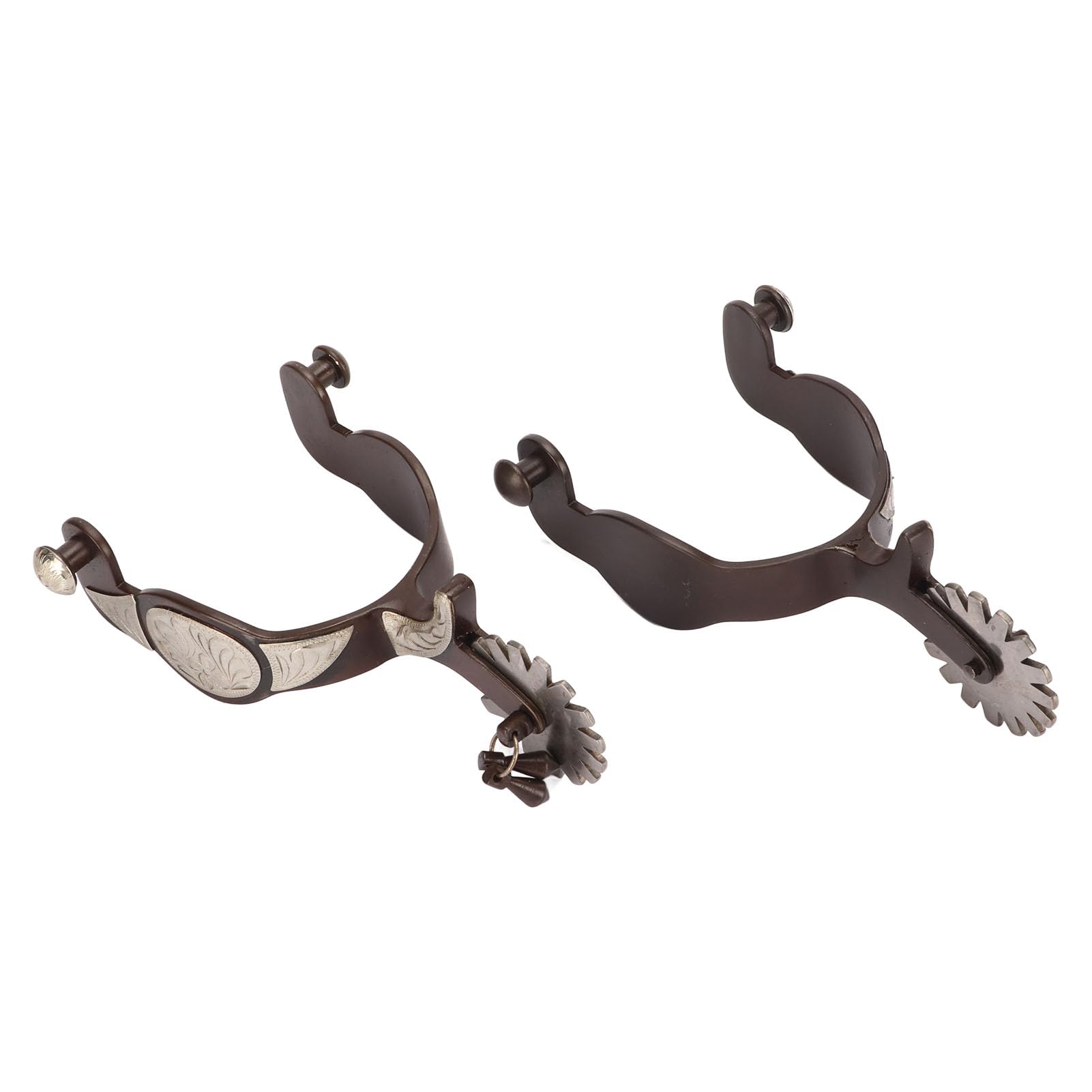 Espuelas Vaqueras para Hombre, 1 Par en Acero con Diseño Floral en Bronce, Estilo Vintage, Ajustables y Hechas a Mano para Botas Occidentales