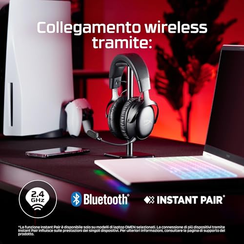 HyperX Cloud III S Draadloze gaming-hoofdtelefoon, Bluetooth, 2,4 GHz, PC, PS5, Xbox, Driver 53 mm, DTS, microfoon 10 mm, batterij tot 200 uur, wit - Afbeelding 5