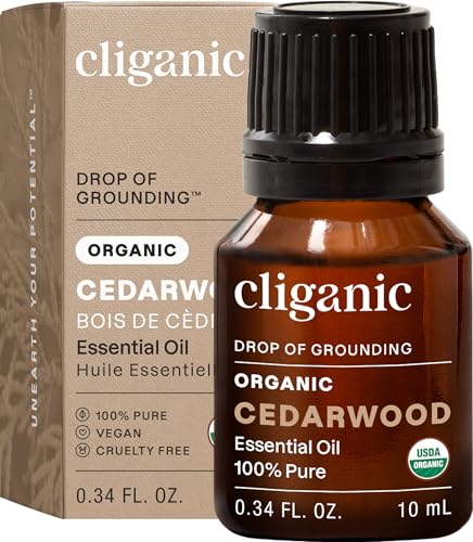 Image of Cliganic Organic Cedarwood Essential Oil - 100% Pure Natural Undiluted, for Aromatherapy Diffuser | Non-GMO Verified