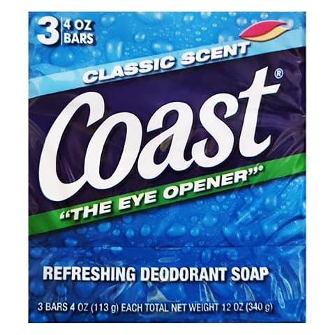 Coast Bath Bars Original Blue 3 Bar Soap oz, Coconut, 9.5 Ounce Cover