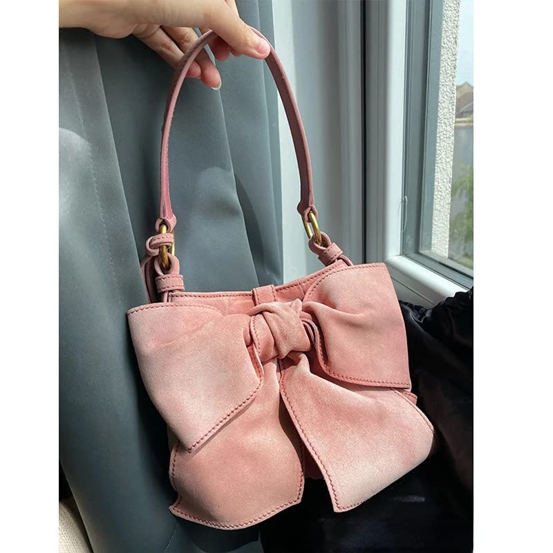 XPONNI Kawaii Handbag Y2k Purse with Bow Pink Shoulder Bag Lolita Accessories Kawaii Bag Cute Pink Tote Bag3