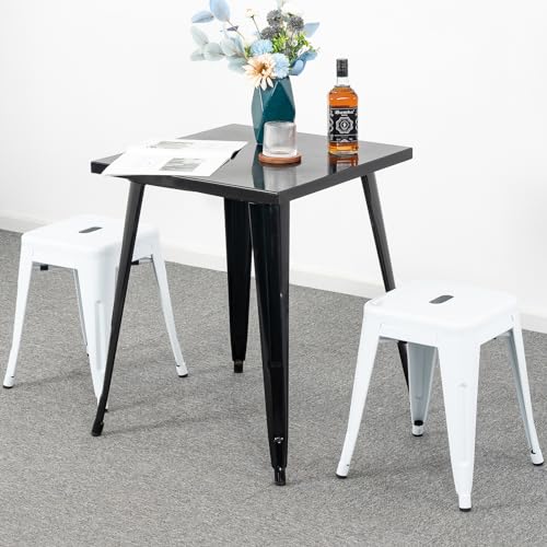 Image of Brage Living 18 Inch Industrial Metal Stools Set of 2, Short Stackable Classroom Stools, Backless Metal Dining Chairs for Indoor Outdoor, Kitchen (White)