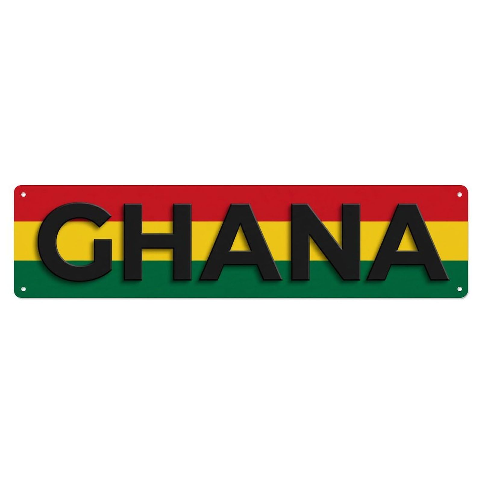 Metal Tin Sign Vintage Ghana Flag Pattern