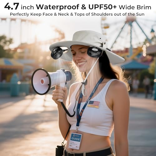 AMACOOL 2-in-1 Bucket Hat Fan with Detachable Neck Fan, UPF 50+ Wide Brim Sun Hat, Gifts for Father Dad Husband, Fishing Essentials 2026 for Men Women Camping Hiking Beach Gardening Outdoor - image 4