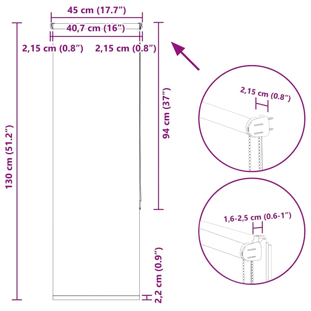 Store Enrouleur occultant en Polyester Blanc Largeur Tissu 40,7 cm Hauteur 130 cm avec Supports de Serrage pour fenêtre Bureau Salon Chambre Protection lumière Chaleur intimité