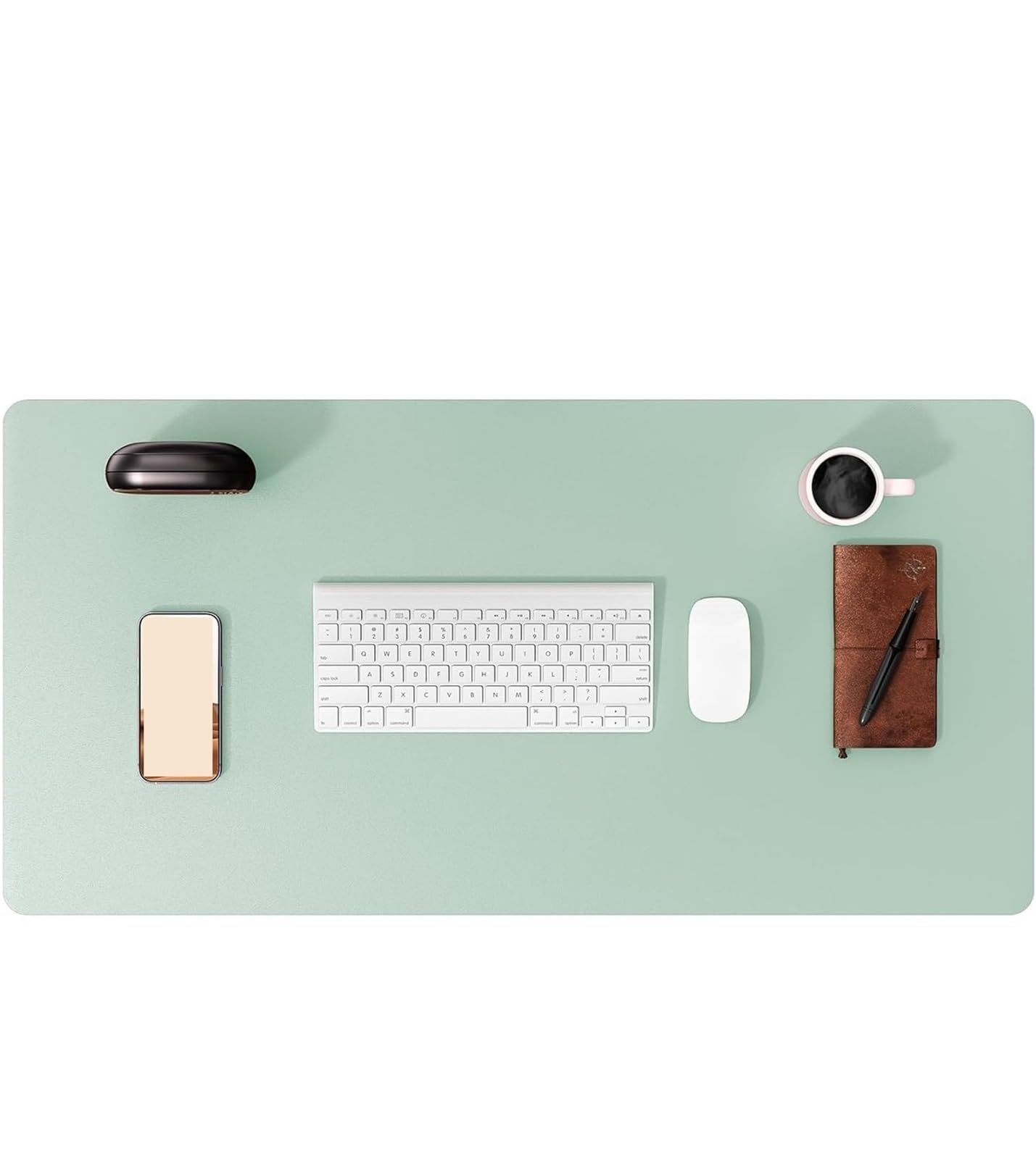 Schreibtischunterlage aus Leder, Computerunterlage for den Schreibtisch, großes Mauspad und Tastaturunterlage, Schreibtischschutz fürs Büro Für Büro und Zuhause(Pale Green,90x43 cm)