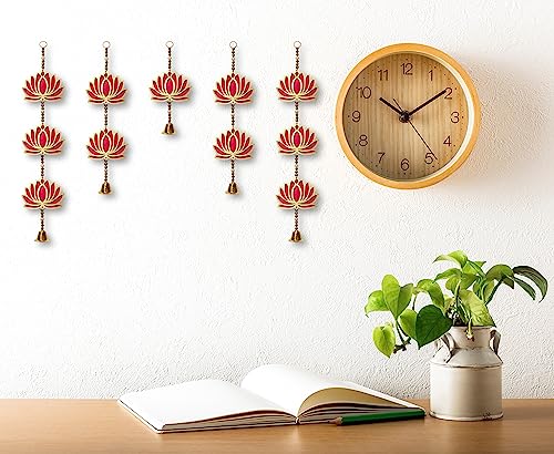Image of True Decor Lotus Hangings for Decoration Mandir Decorations Items Pooja Decor Diwali Hangings Set of 5