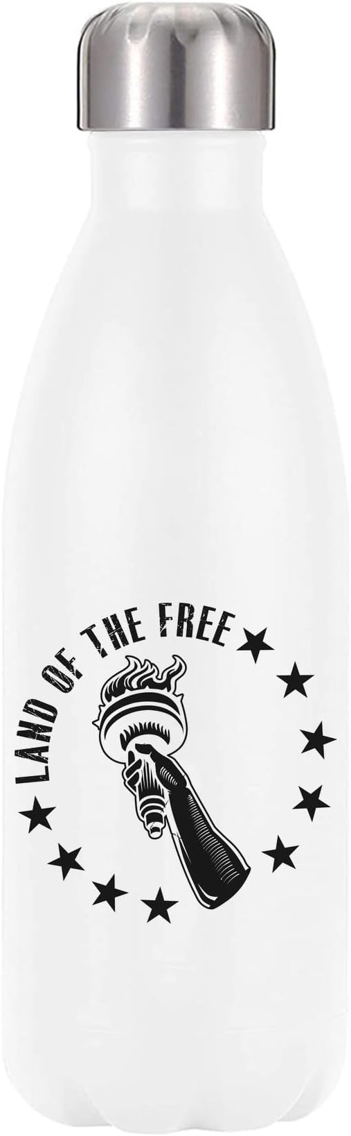 Statue of Liberty Hand Land of The Free 350ml Water Bottle Styled Thermal Bottle Stainless Steel BPA Free Flask Thermos White One Size