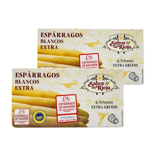Pack 2× Espárragos Gruesos Sabor Rioja – 660 g (1,32 kg Total) | Espárragos Blancos Extra | Conserva Vegetal Natural | Tiernos, Jugosos y Listos para Servir