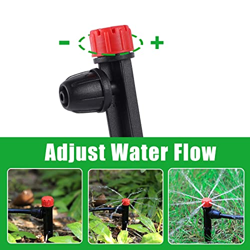 Drip Irrigation Emitters With Adjustable 360 Degree Water Flow Drippers For 1/4 Inch Tubing,25Pcs Garden Drippers Sprayer 25Pcs Drip Irrigation Emitters Perfect For House Garden Watering System. (50Pcs-Colorful*25 Sprayer*25 Drip) #TOP3