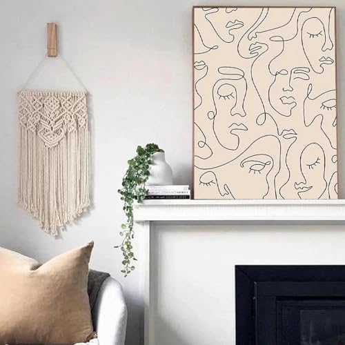 Art mural neutre visage de femme KEBIA en peinture sur toile haut de gamme