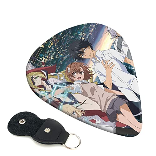 6枚セット ギターピック とある魔術の禁書目録 スタイリッシュ 3種厚さ0.46/0.71/0.96mm 6弦アコースティックギター、エレクトリックギター、ベース、バンジョー、マンドリン 6つのギターピックに適しています おにぎり型紛失防止 ギターアクセサ