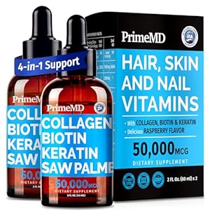 Liquid Collagen Peptides for Women – Serum Complex with Biotin Vitamin, Hydrolyzed Keratin Protein and Saw Palmetto – Comprehensive Formula for Hair, Skin, and Nails Wellness – 2fl oz (Pack of 2)