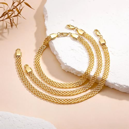 Gold Bracelets for Women, 18K Gold 925 Sterling Silver Mesh Bracelets - image 6