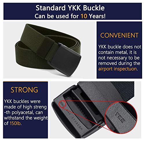 Image of LionVII Elastic Men Belt, Stretch Belt with YKK Plastic Buckle, Breathable Belt for Work and Sports, Adjustable Trim to Fit 28-49 inch Waist