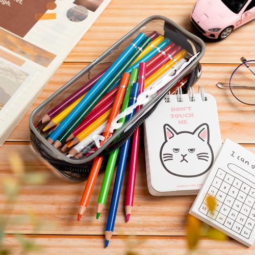 Image of Fainne 50 Pcs Clear Pencil Pouch Bulk Clear Pencil Case Bag 7.87x 1.38 Inch PVC Waterproof Travel Toiletry Makeup Zipper Pouches for Office Stationery Travel Storage(Gray)
