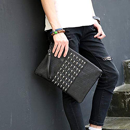 Chikencall Womens Punk Skull Print Crossbody Bag PU Leather Gothic Skull Shoulder Bag Purse with Chain4