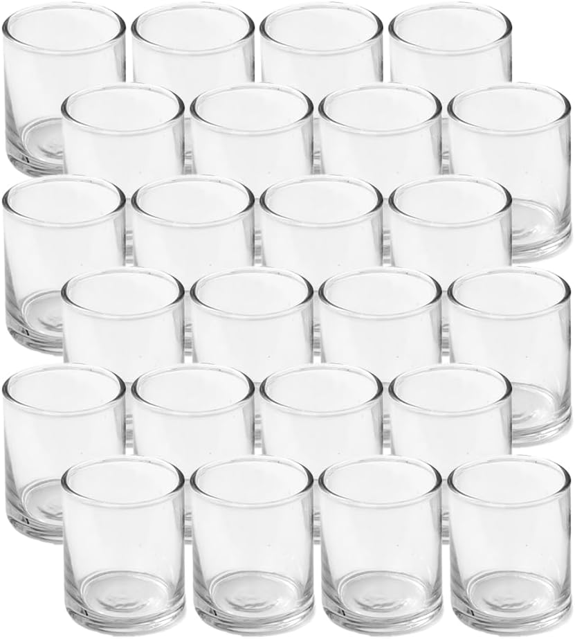 Serene Spaces Living Set of 36 Clear Glass Votive Candle Holders, Ideal for Wedding Decorations, Parties, Events, Christmas Dinner Tablescape, 3" Tall and 2.5" Diameter