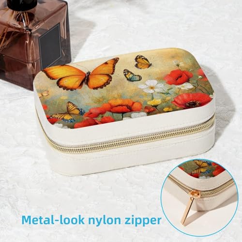 Boîte à bijoux portable cuir coffret rangement bagues et colliers - 7