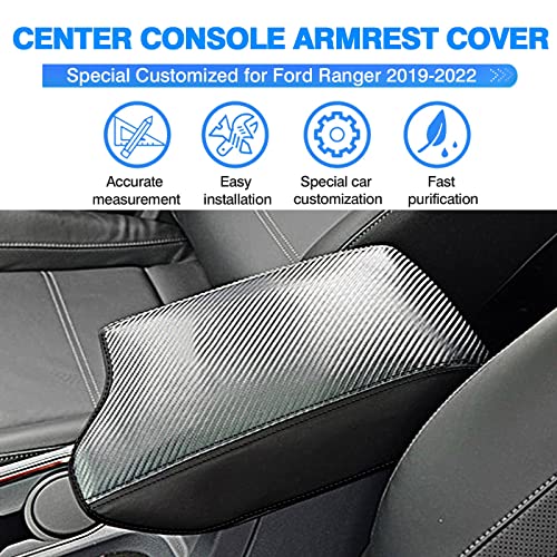 Image of Autorder Center Console Cover for 2019-2023 Ford Ranger Accessories Armrest Cover Carbon Fiber Middle Console Pad Anti-Scratch Armrest Protector (NOT for 2023 Ranger XL /Raptor /Wildtrak)