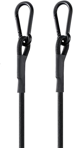 Mosquetón de alta resistencia de 24 pulgadas para exteriores con resistencia máxima a la rotura de 190 libras, correas elásticas negras con