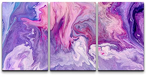 Buy 1 get 1 wall26 Canvas Print Wall Art Set Swirling Purple & Pink 70s Paint Strokes Abstract Shapes Illustrations Modern Art Bohemian Colorful Multicolor for Living Room, Bedroom, Office - 16"x24"x3 Panels