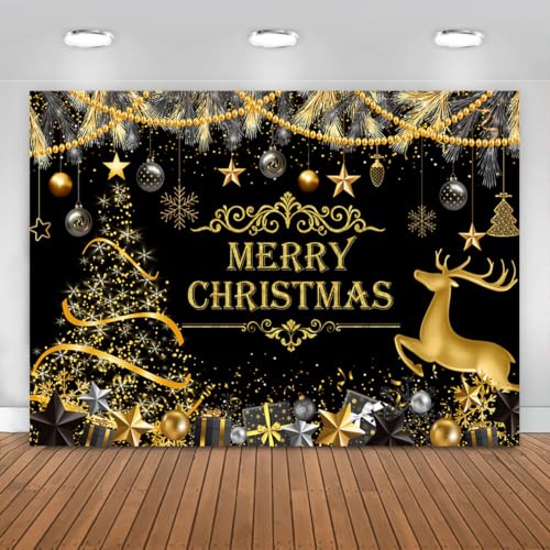Arrière-plan photo Noël noir et or pour animation photobooth de réveillon