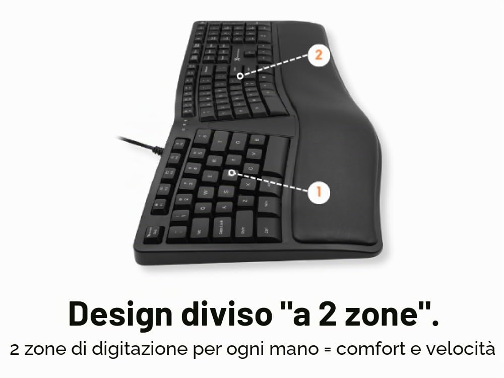 Tastiera ergonomica con poggiapolsi imbottito Tastiera USB cablata Tastiera per ufficio portatile Tastiera ergonomica Microsoft