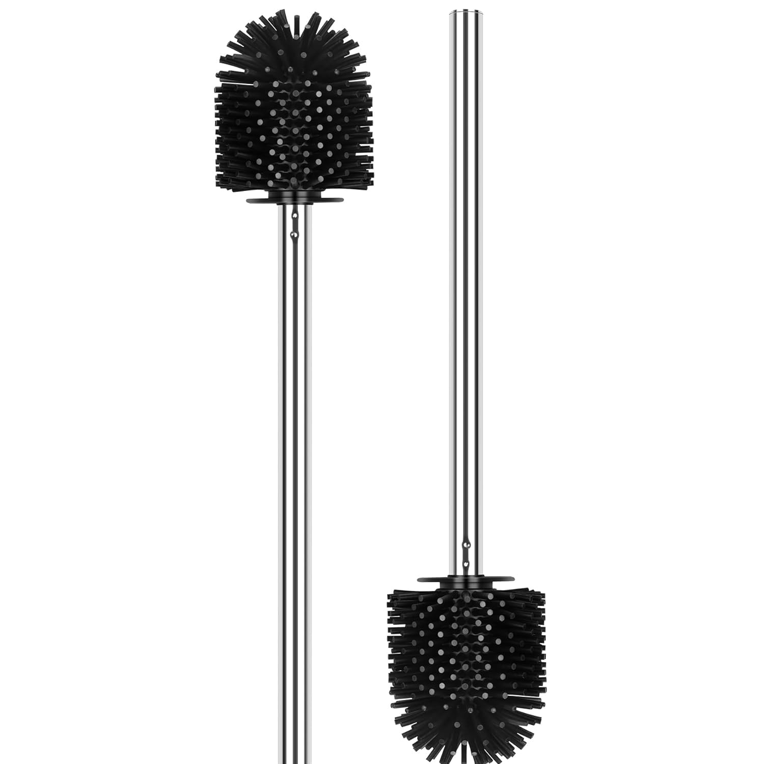 EINESIN 2 Stück klobürste Silikon, WC-Bürste Toilettenbürste Klobürsten Ersatz-Bürste mit Edelstahlstiel, Ø 7 cm, Schwarz