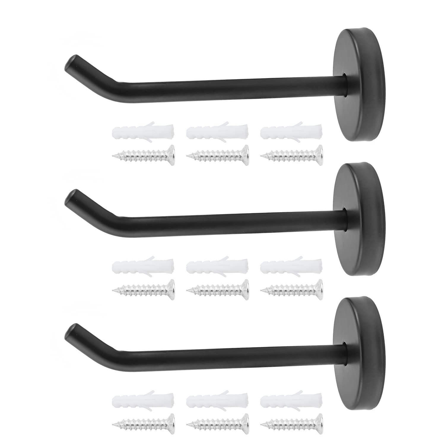 Mromax Black 5 Pieces 100Mm Height Stainless Steel Elephant Nose Wall-Mount Robe Hook Coat Hook Towel Wall Hook