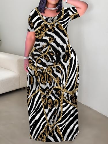 Image of Plus Size Maxi Dresses for Curvy Women T-Shirt Summer Sun Dresses Loose Fit