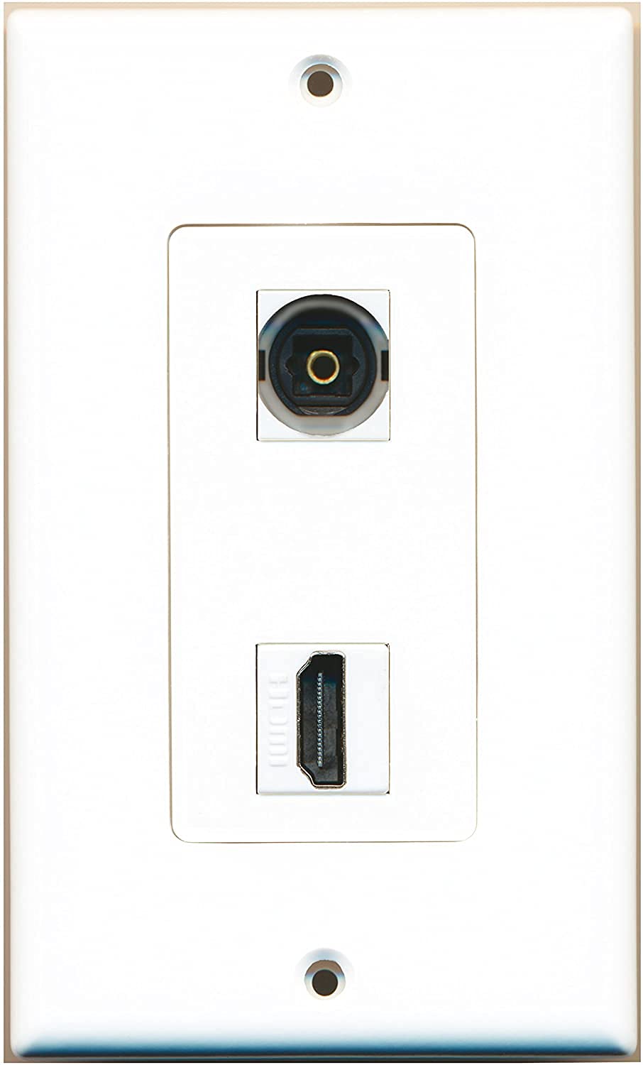 Plaque murale 1 port HDMI et 1 Toslink Digital Audio RiteAV blanche