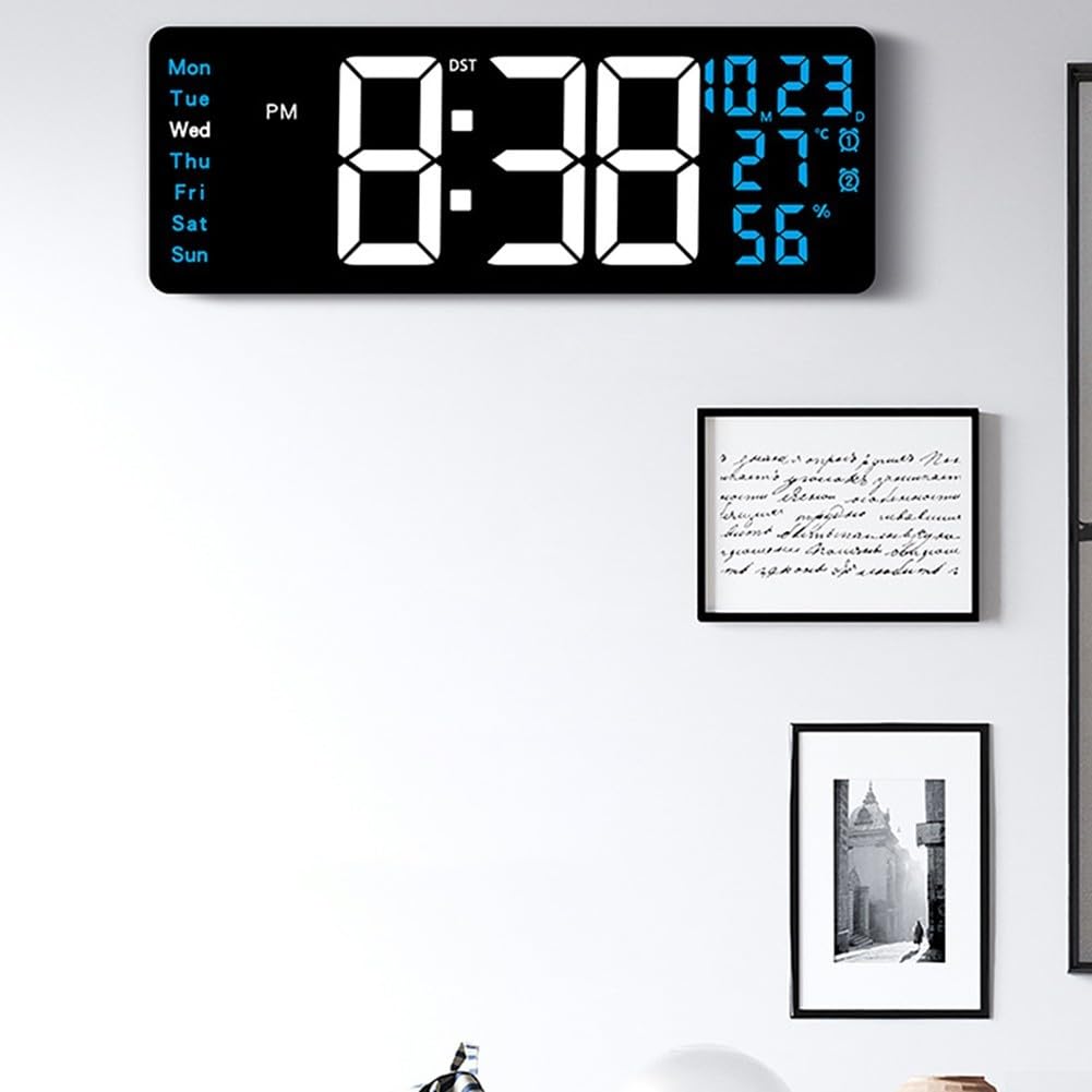 41,1 cm LED-Wanduhr, digitale multifunktionale LED-Uhr, Fernbedienung, automatische Helligkeit, Dimmer, Wanduhren für Wohnzimmer (orange)
