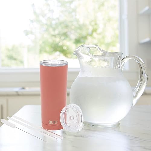 Miniatura 7 de BUILT - Juego de vaso de acero inoxidable de doble pared con tapa de reemplazo, 2 popotes de Tritan reutilizables, cepillo de alambre de limpieza en
