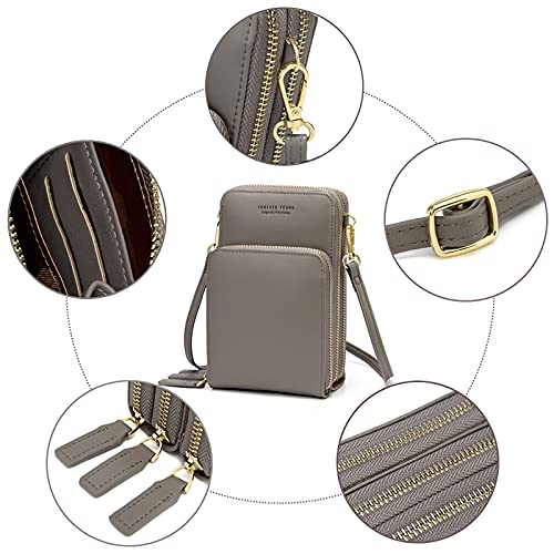 Image of myfriday women Small Crossbody Sling Bag Hand Clutch Shoulder Bags Cell Phone Holder Card Pocket Wallet Purse for Girls | 6 card slots, multi-pocket zipper layout and soft synthetic leather keep phone, lipstick, coins and keys ready outdoors