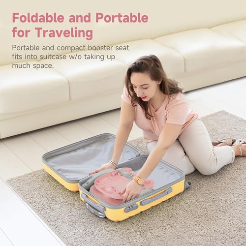 Image of YOLEO Baby High Chair Booster Seat for Dining Table, Foldable High Chairs with Adjustable Heights, Travel Booster Seat with Removable Tray