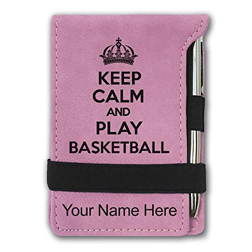 LaserGram Mini Notepad, Keep Calm and Play Basketball, Personalized Engraving Included (Pink)