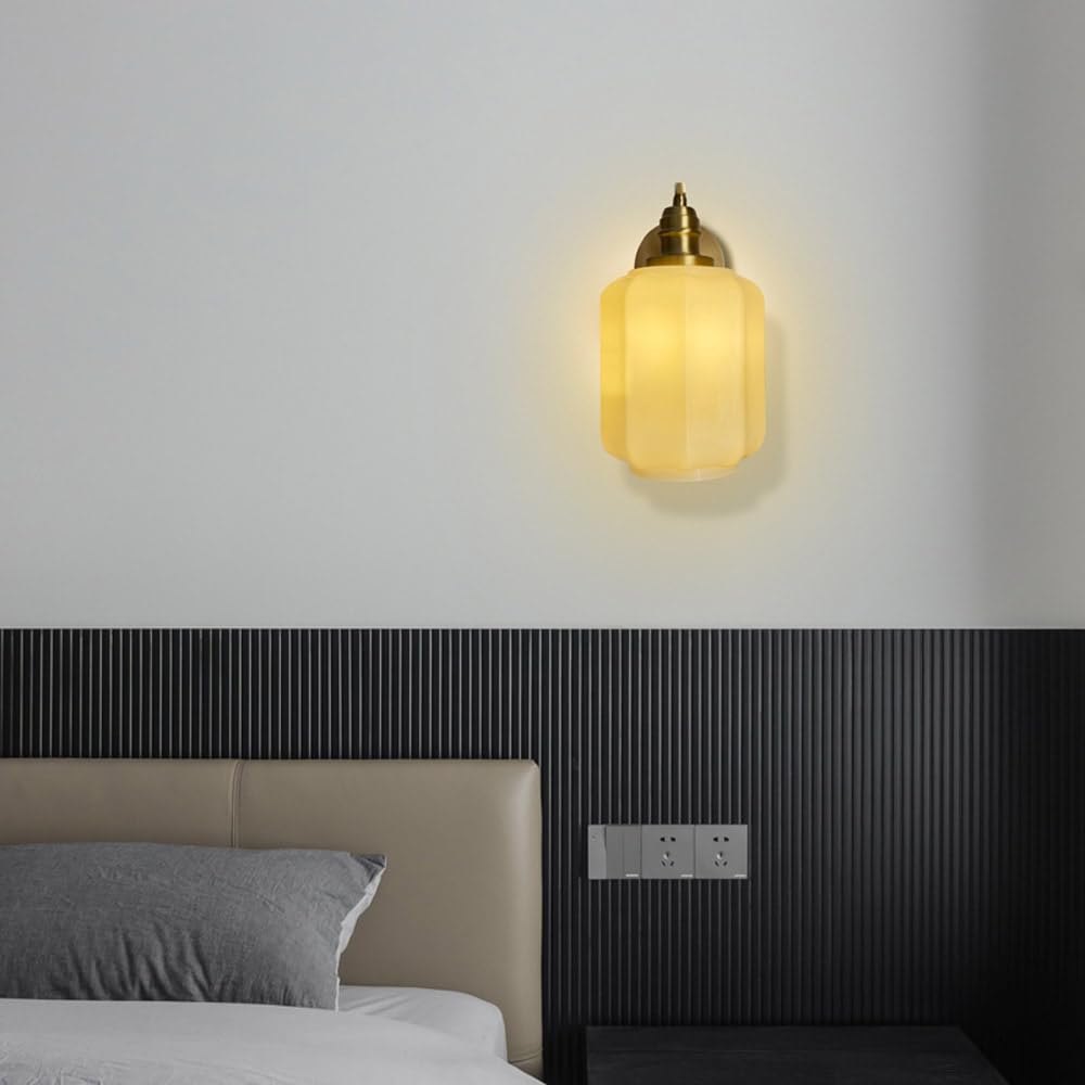 Applique da parete moderna della metà del secolo con paralume in vetro bianco latte, luci cablate da parete per interni per camera da letto, soggiorno e corridoio