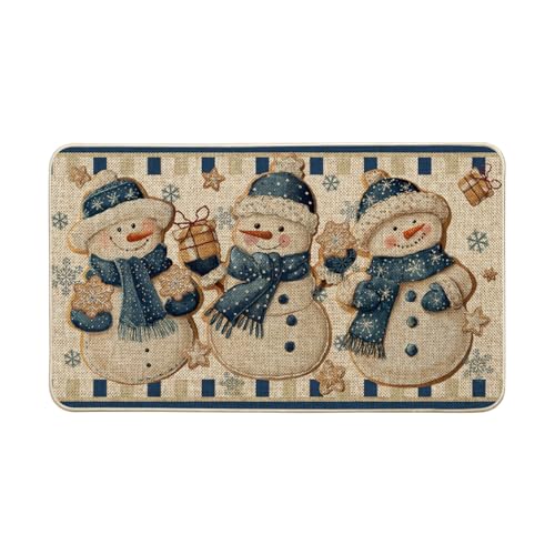 Artoid Mode Blue Snowman Gifts Snowflakes Winter Doormat, Christmas Low-Profile Switch Rug Home