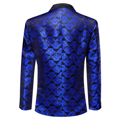 Image of Barry.Wang Mens Floral Blazer Suit Jacket Notched Lapel Casual Sport Coat | Flowers Jacquard One Button Tuxedo for Prom Wedding Party Disco Dinner Banquet Cocktail Homecoming Travel,Regular Fit