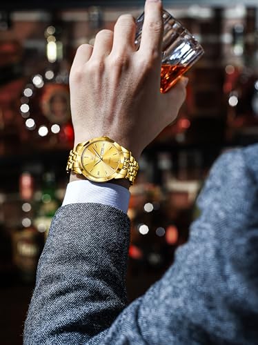 Image of OLEVS Watches for Men Waterproof Diamond Business Luxury Dress Analog Quartz Stainless Steel Luminous Day Date Two Tone Casual Men's Wrist Watches Gift