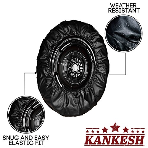 Spare Tire Cover– Must-Have Car Accessories for Your SUV, Jeep, RV, Trailer, Truck – Fit Most Wheel Sizes by Kankesh (XXL(18 INCH), Black)