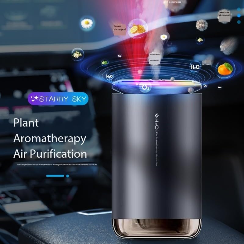 Image of Star Projector, Intelligent car Fragrance Perfume, Essential Oil Atomizer, ultrasonic Fragrance Machine, with Breathing Atmosphere lamp, air freshener (Gu Long)