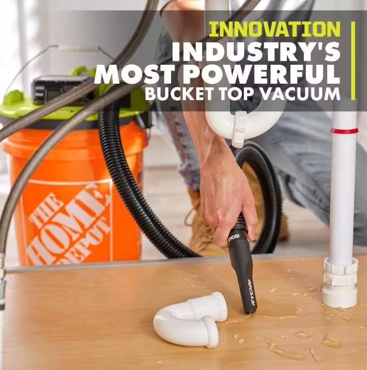 RYOBI ONE+ 18V Cordless 5 Gal. Wet/Dry Vacuum Kit with 1-1/4 in. Hose, Crevice Tool, 4.0 Ah Battery, and Charger - Image 4