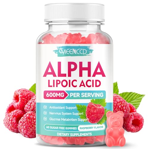 MEENCCD Alpha Lipoic Acid Gummies 600mg - ALA Supplement for Antioxidant Support, Vegan, Sugar-Free, Raspberry Flavor, 60 Count