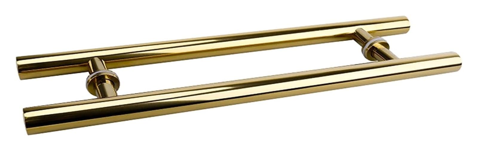 BHGFYXBS Push Pull Door Handle Double Sided H Shape Push Pull Door Handle For Interior Exterior Doors, Glass/Wood Sliding Barn Door Handle, Stainless Steel,Gold 1-100Cm(39In),Gold 1-100cm(39in)