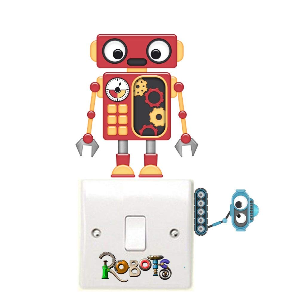 Stickers On Your Wall Light Childrens Robots 3Pc Switch Wall Stickers Children's Bedroom Playroom Perfect For Any Themed Room