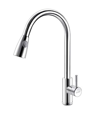 Klabb S20 Single Handle High Brushed Nickel Pull Out Kitchen Faucet,Single Level Stainless Steel Kitchen Sink Faucets with Pull Down Sprayer