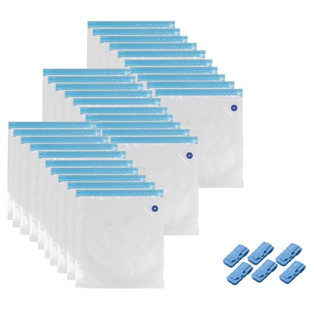 Aundhegrtt For 3D Printer Filament Storage Bags 30pcs 30x34 cm Printer Vacuum Bags with 6 Bag Clip Reusable Vacuum Compression Storage Bags