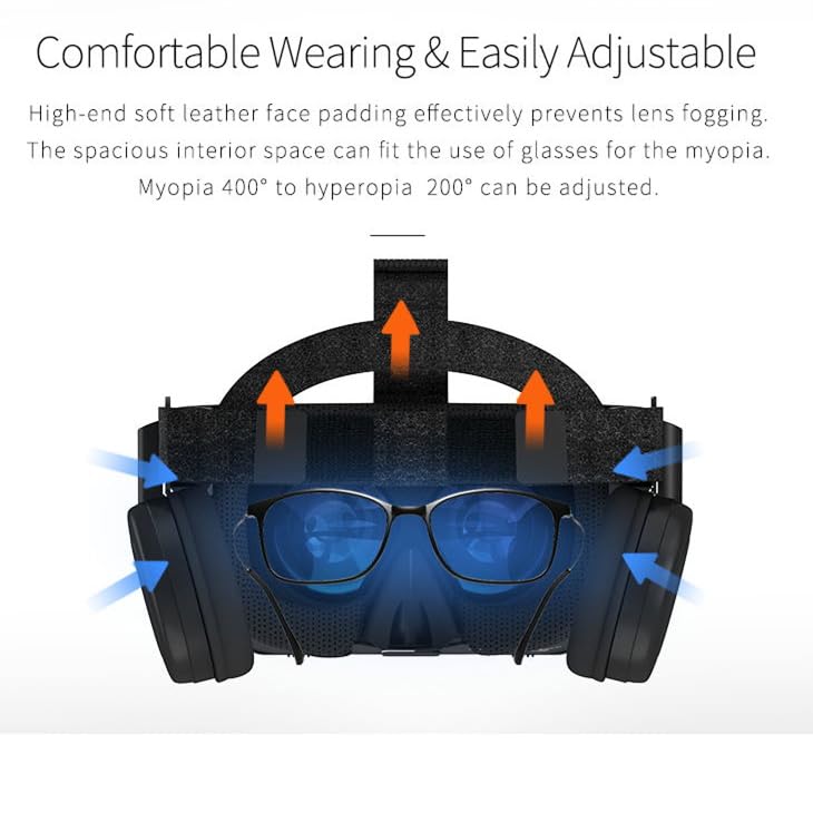 Image of VR Headset for iPhone & Android Phones with Wireless Headphones, Virtual Reality Goggles Set for 4.5 inch-6.5 inch Phones，3D VR Glasses for IMAX Movies &VR Games